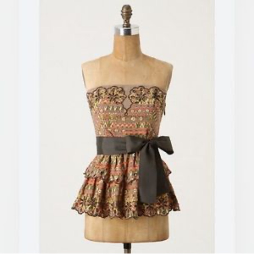 Anthropologie Floreat tiered peplum boho top size 6 - Picture 2 of 8